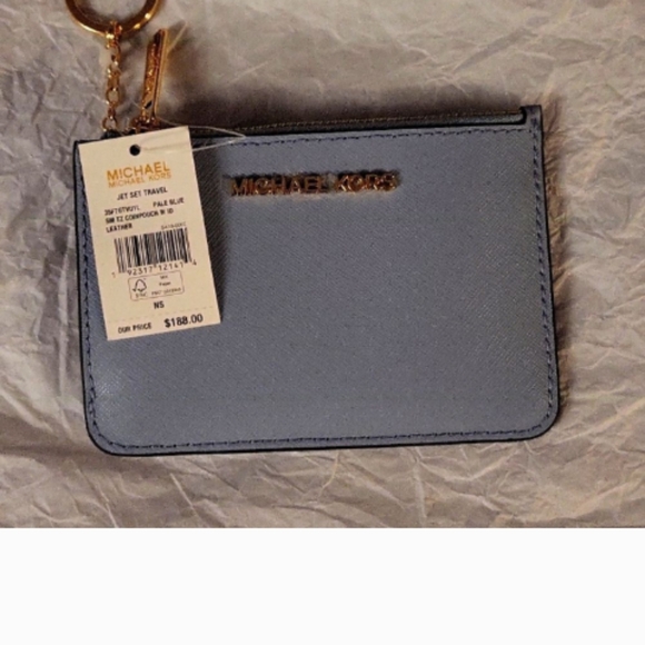 Michael Michael Kors Jetset Blue Travel Wallet Card Holder Zipper Coin Pouch - Picture 9 of 9